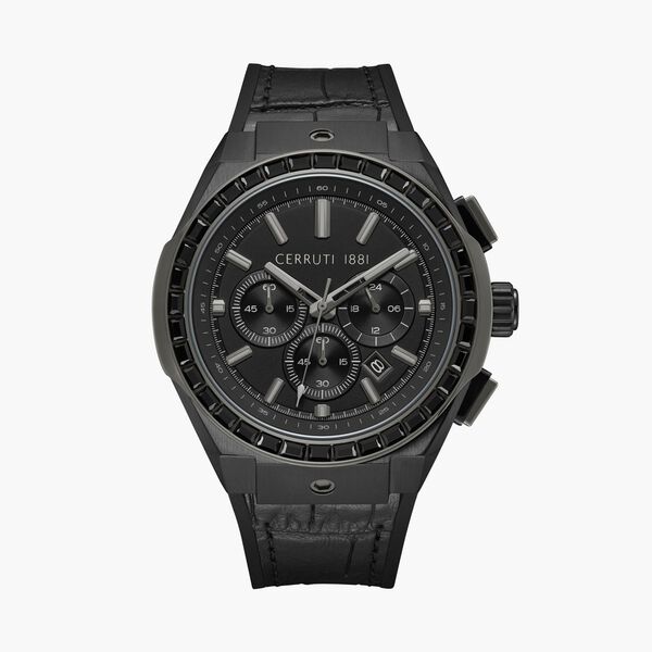Cerruti 1881 Quartz Chronograph Black Dial Black Silicone Strap Watch For Men - image number 0