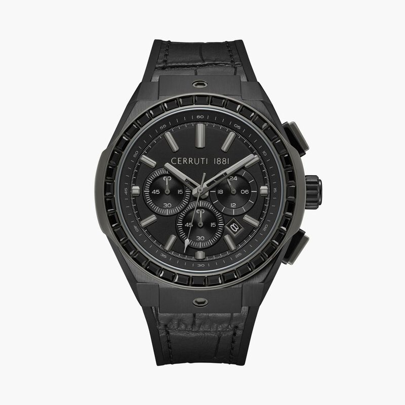 Cerruti 1881 Quartz Chronograph Black Dial Black Silicone Strap Watch For Men