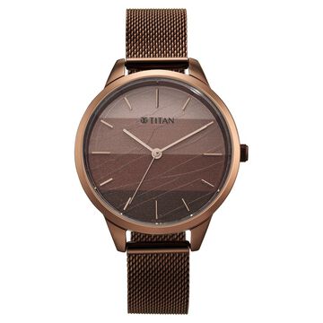 Titan Purple Glam It Up Quartz Analog Multicoloured Dial Brown Stainless Steel Strap Watch For Women