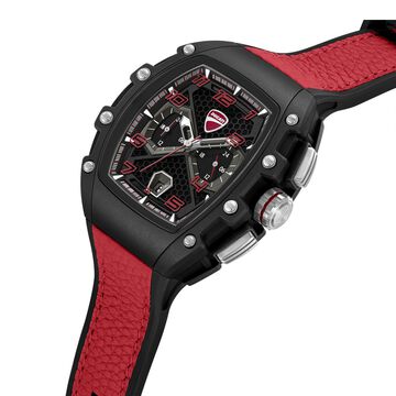 Ducati Quartz Multifunction Black Dial Black Silicone Strap Watch For Men