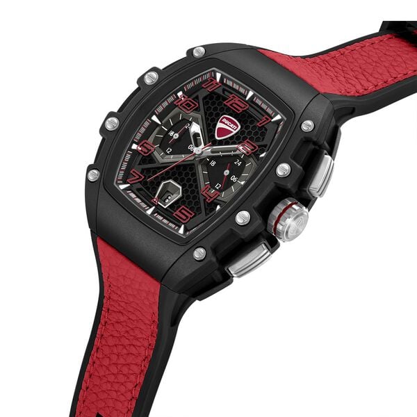Ducati Quartz Multifunction Black Dial Black Silicone Strap Watch For Men - image number 1