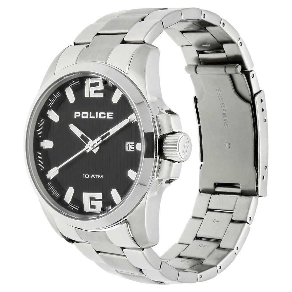 Buy Online Police Quartz Analog Black Dial Bimetal Strap Watch for