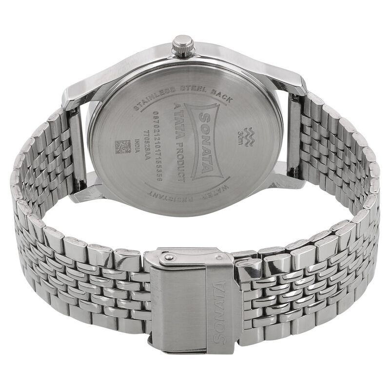 Sonata Quartz Analog Black Dial Stainless Steel Strap Watch for Men - image number 3