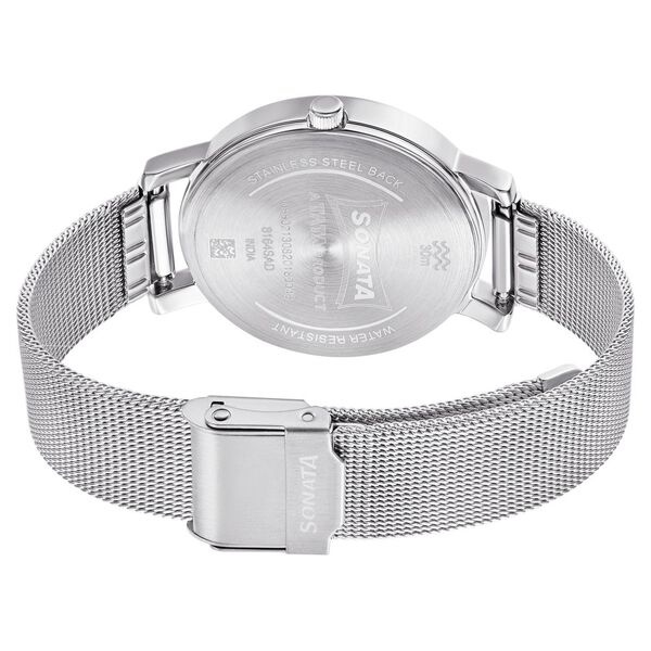 Sonata Multifunctions Pink Dial Women Watch With Metal Strap - image number 4