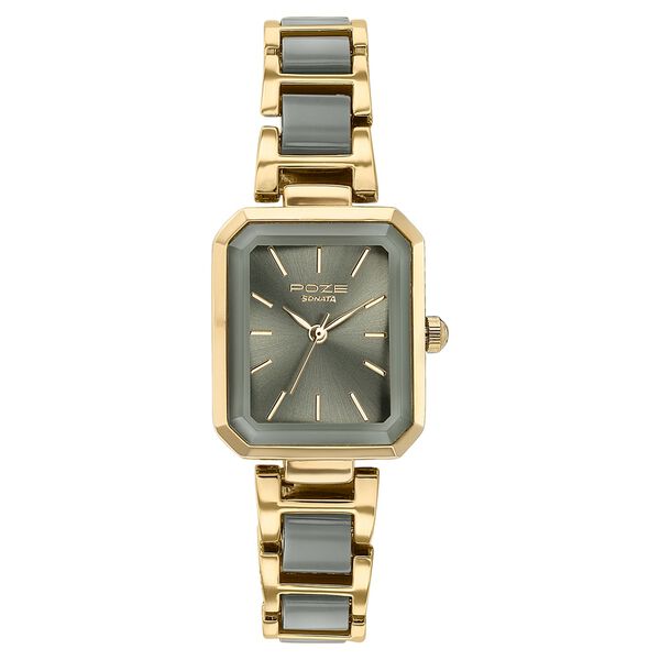 Sonata Poze Quartz Analog Green Dial Two Toned Metal & Plastic Strap Watch For Women - image number 1