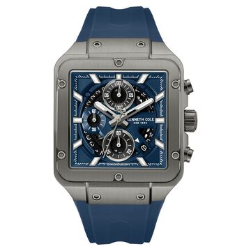 Kenneth Cole Quartz Chronograph Blue Dial Blue Silicone Strap Watch For Men