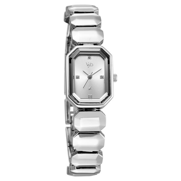 Vyb Celeste By Fastrack Quartz Analog Silver Dial Silver Metal Strap Watch For Girls - image number 2