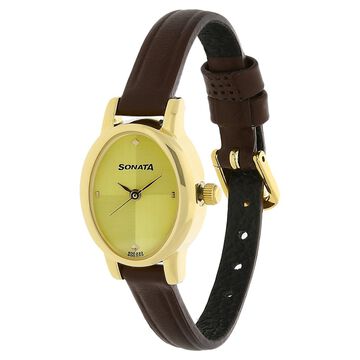 Sonata Quartz Analog Champagne Dial Leather Strap Watch for Women