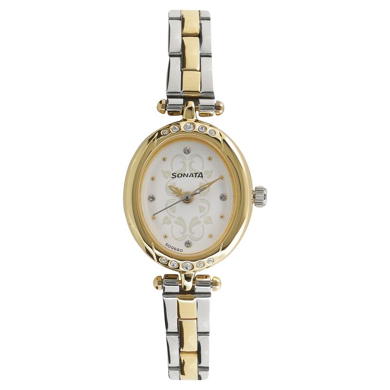 Sonata Wedding White Dial Women Watch With Stainless Steel Strap