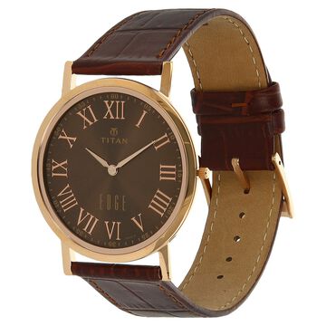 Titan Quartz Analog Brown Dial Leather Strap Watch for Men