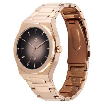 Vyb Quest By Fastrack Quartz Analog Black Gradient Dial Metal Strap Watch For Guys