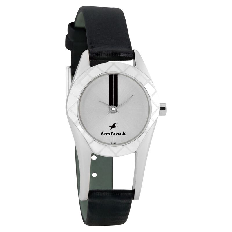 Fastrack Quartz Analog Silver Dial Leather Strap Watch for Girls