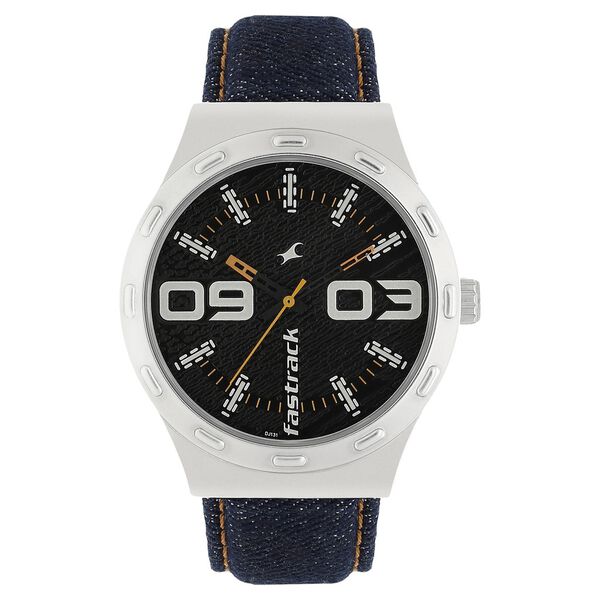 Buy Online Fastrack Denim Quartz Analog Black Dial Denim Strap