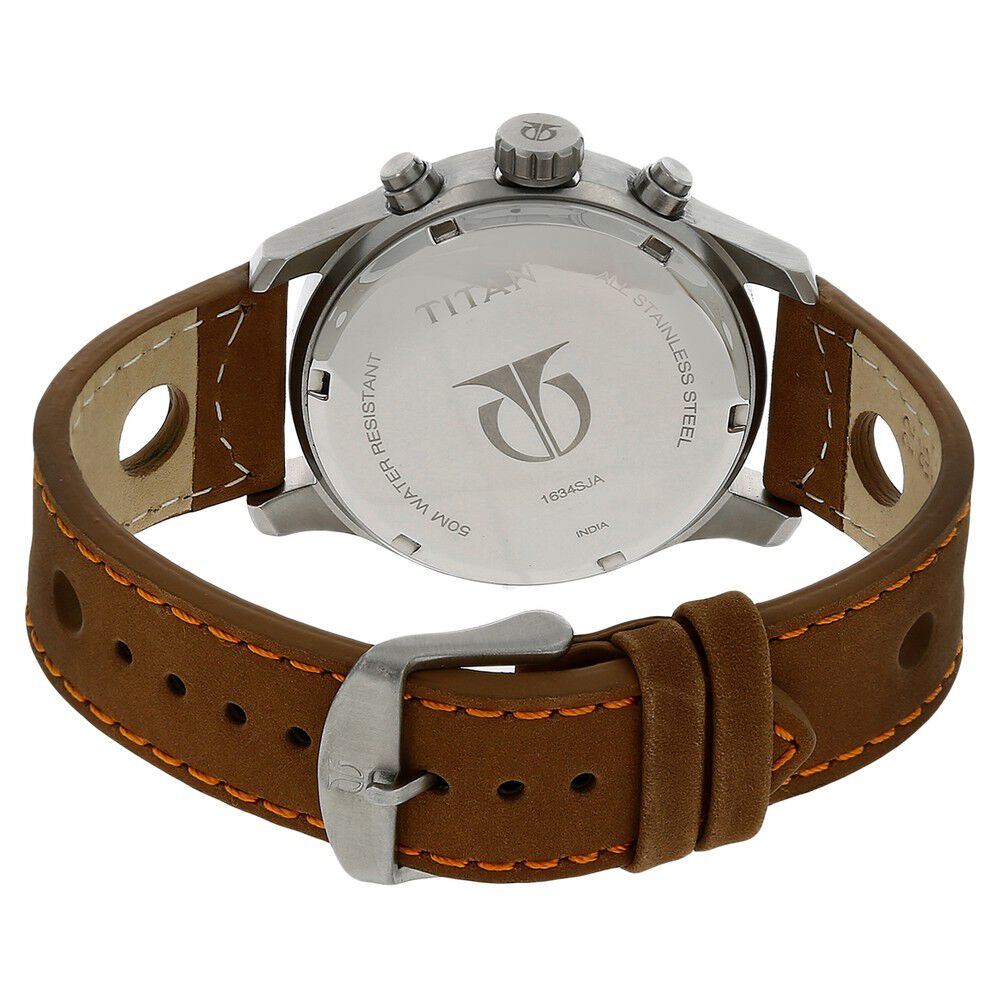 Titan Chronograph Brown Dial Leather Strap watch for Men