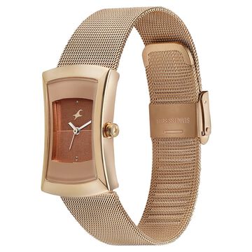 Fastrack Pulse Quartz Analog Two Toned Dial Stainless Steel Strap Watch for Girls