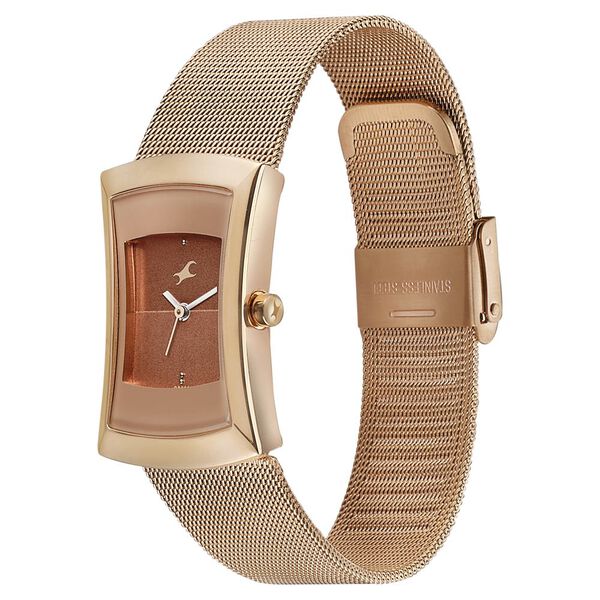 Fastrack Pulse Quartz Analog Two Toned Dial Stainless Steel Strap Watch for Girls - image number 2
