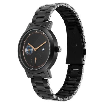 Fastrack Tick Tock Quartz Analog Black Dial With Black Stainless steel Strap Watch for Girls