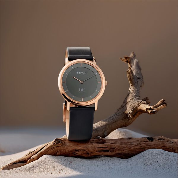 Titan Quartz Analog Anthracite Dial Leather Strap Watch for Men - image number 6