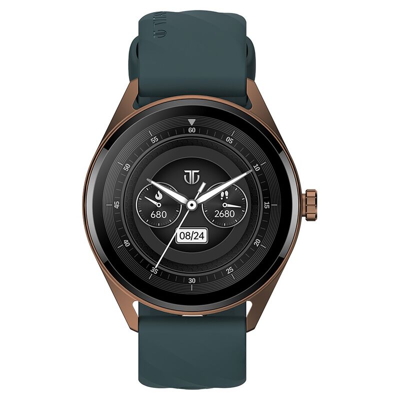 Titan Crest with 3.63 cm AMOLED Display with AOD, Functional Crown, BT Calling, Premium Smartwatch with Teal Strap - image number 0