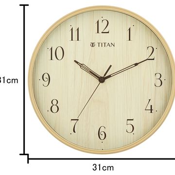 Titan Contemporary Wall Clock Quartz Analog Light Brown Dial - Size 31 cm x 31 cm (Medium)