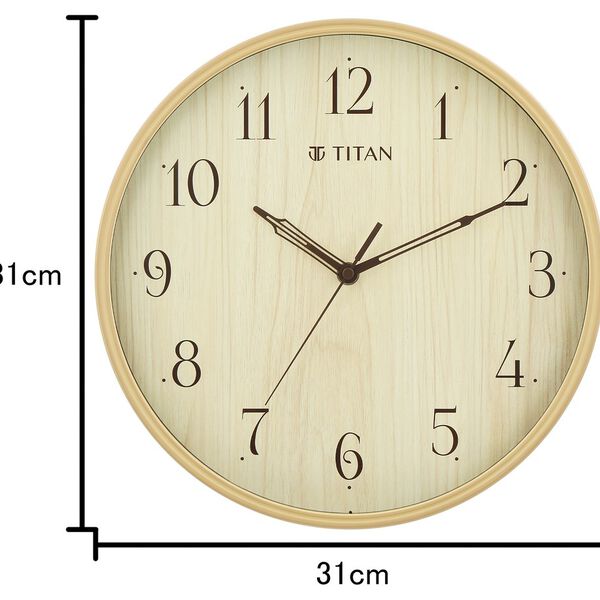 Titan Contemporary Wall Clock Quartz Analog Light Brown Dial - Size 31 cm x 31 cm (Medium) - image number 5