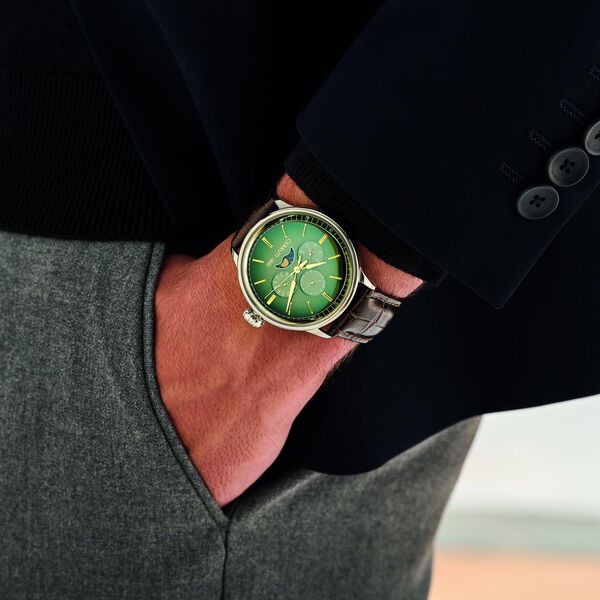 Cerruti 1881 Green Dial Leather Strap Watch for Men - image number 6