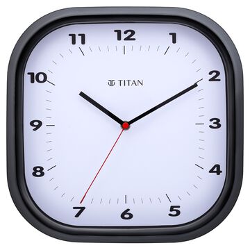 Titan Contemporary Black Wall Clock with Silent Sweep Technology - 30.8 cm x 30.8 cm (Medium)