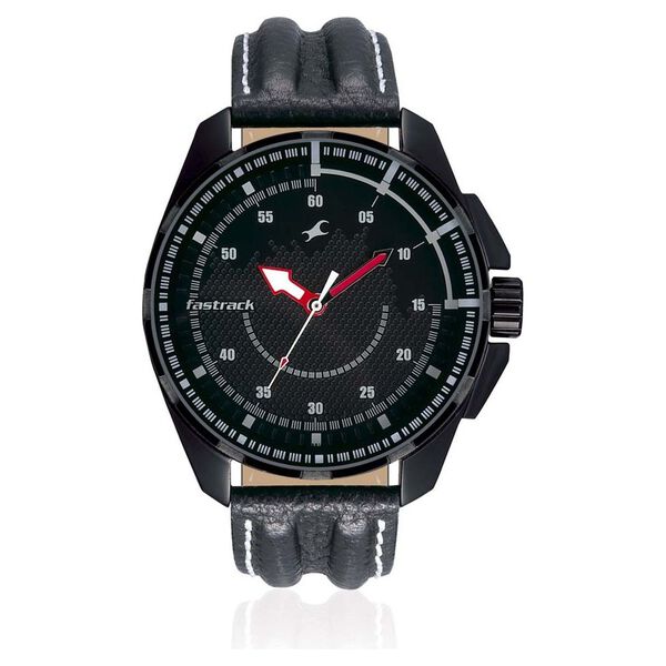 Fastrack Quartz Analog Black Dial Leather Strap Watch for Guys - image number 0