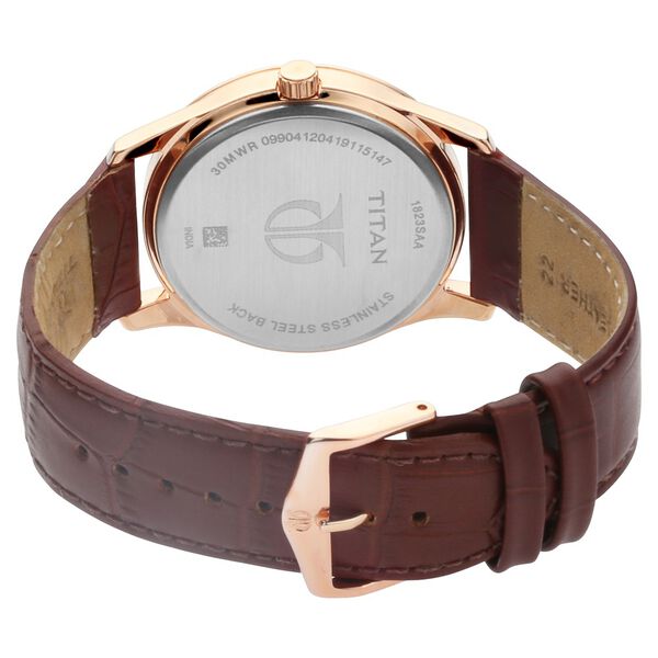 Titan Quartz Analog with Date Black Dial Leather Strap Watch for Men - image number 4