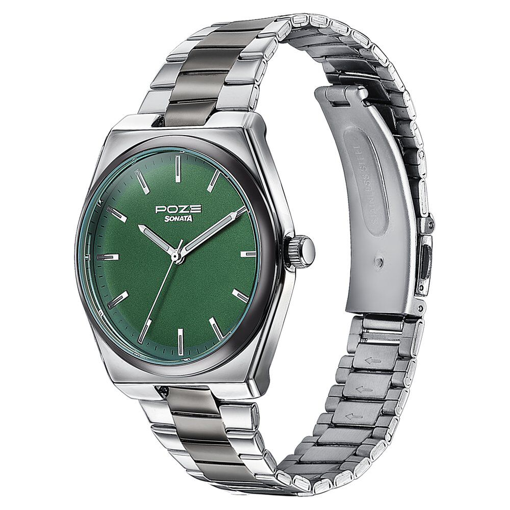 Buy Online Sonata Poze Quartz Analog Green Dial Two Toned Metal