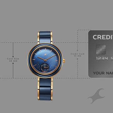 Fastrack Oceanyx - Ceramic Quartz Analog Blue Dial Two Toned Strap Watch For Girls
