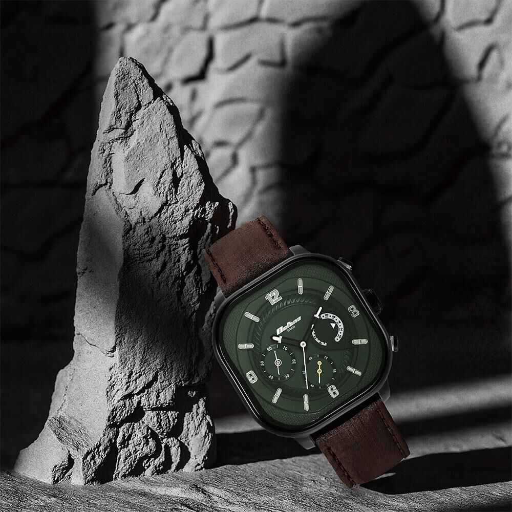 Buy Online Titan Octane Aerobatics Green Dial Chronograph Leather