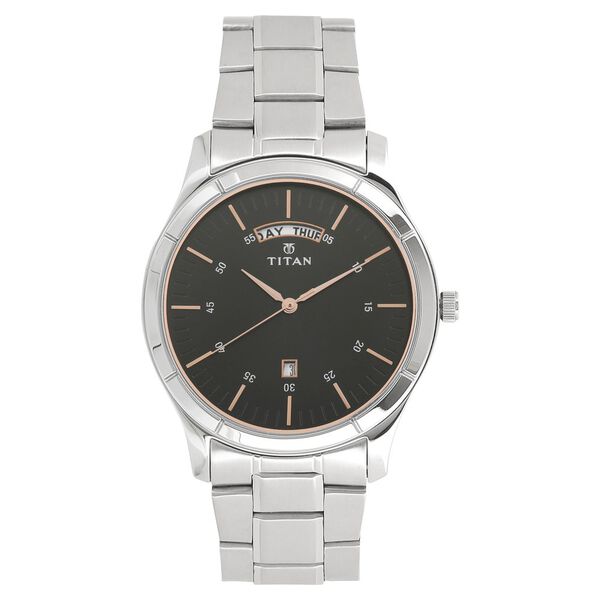 Titan Workwear Black Dial Analog with Day and Date Stainless Steel Strap watch for Men - image number 0