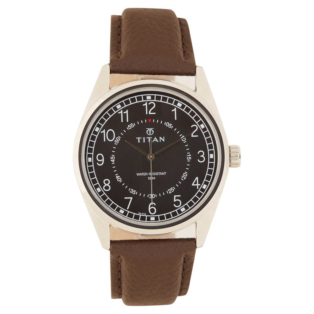 Buy Online Titan Men s Timeless Charm Men s Analog Watch with Black Dial and Brown Leather Strap nl1729sl02 Titan