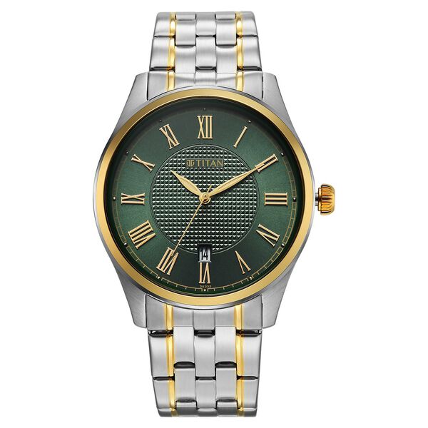 Titan Neo Roman Analog with Green Dial Dual Tone Stainless Steel Strap Watch for Men - image number 0