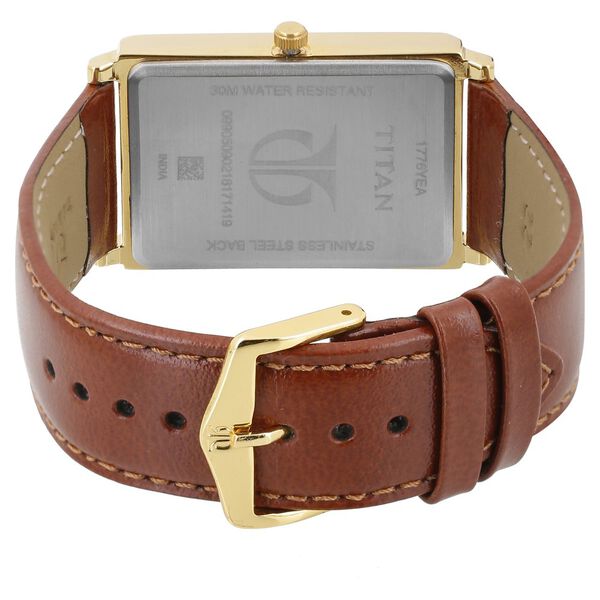 Titan Analog with Date Champagne Dial Leather Strap watch for Men - image number 3