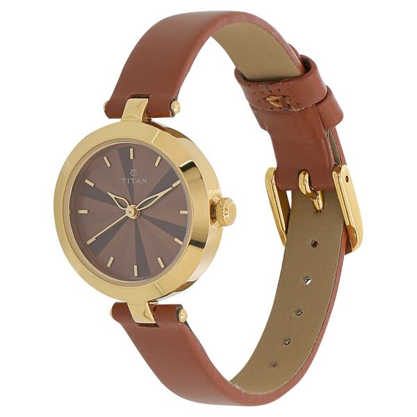 Titan Quartz Analog Brown Dial Leather Strap Watch for Women - image number 1