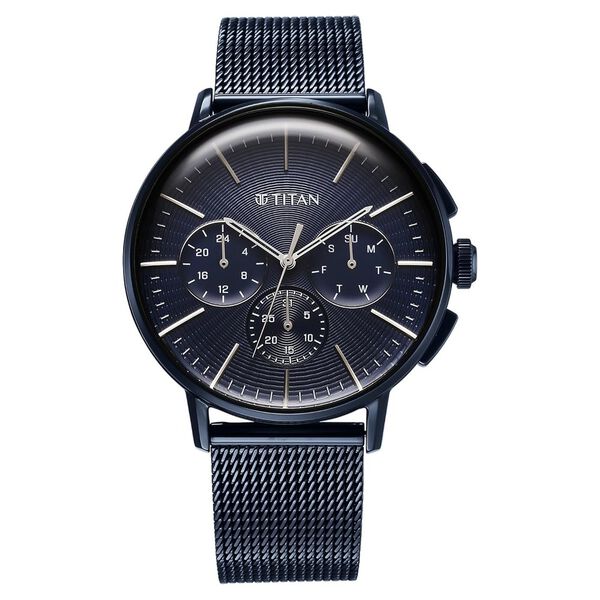 Titan Light leathers Multifunction Anthracite Dial Stainless Steel Strap Watch For Men - image number 1