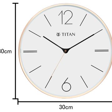 Titan Metallic Wall Clock White Dial Silent Sweep Technology with size 30 cm x 30 cm (Medium)
