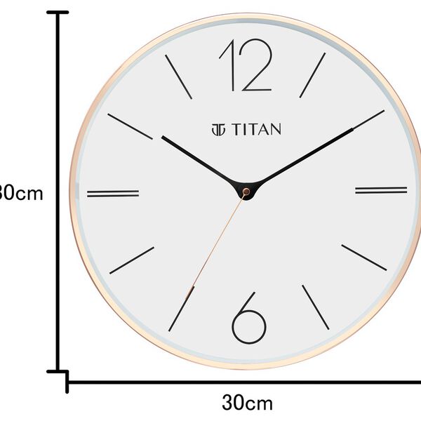 Titan Metallic Wall Clock White Dial Silent Sweep Technology with size 30 cm x 30 cm (Medium) - image number 5