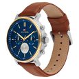 Tommy Hilfiger Quartz Multifunction Blue Dial Brown Leather Strap Watch For Men - image number 1
