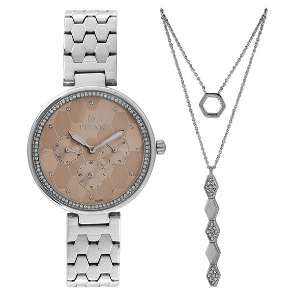 Titan Whimsy Golden Dial Women Watch With Stainless Steel Strap - image number 0