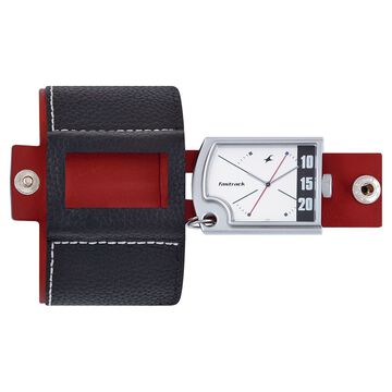 Fastrack Quartz Analog White Dial Leather Strap Watch for Guys