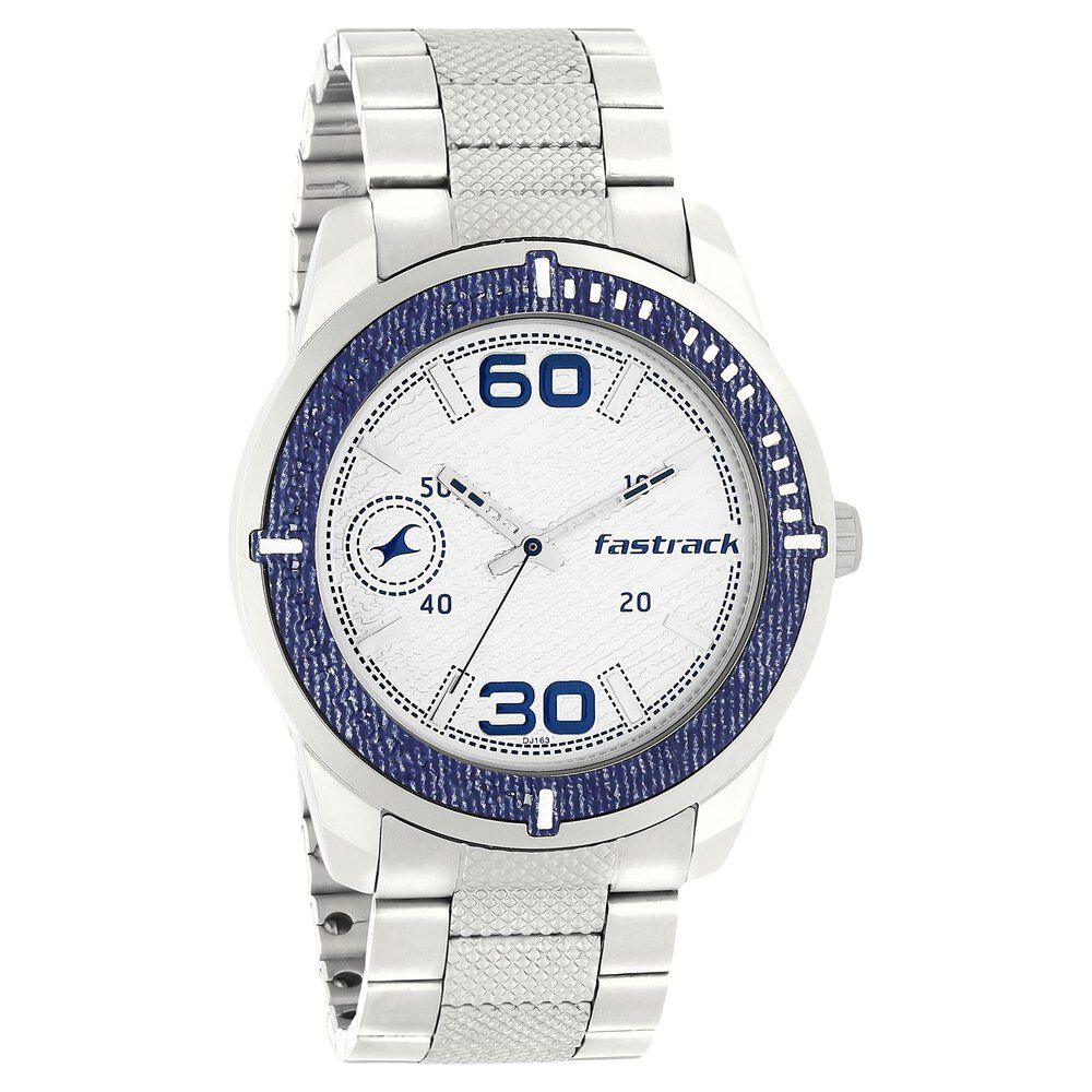 Fastrack Denim Quartz Analog Silver Dial Stainless Steel Strap Watch for Guys