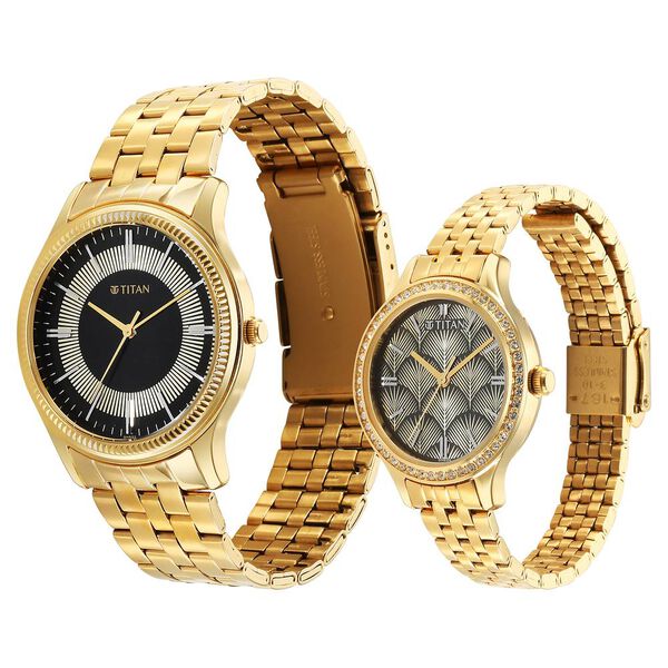 Titan Karishma Bandhan Black Dial Analog Stainless Steel Strap watch for Couple - image number 2
