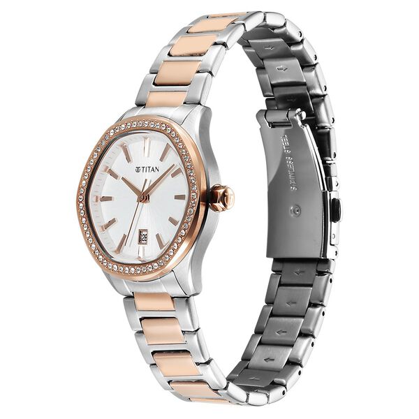 Titan Glamour Quartz Analog with Date Silver Dial Two Toned Stainless Steel Strap Watch For Women - image number 2