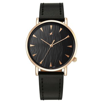 Fastrack Stunners X Quartz Analog Black Dial Leather Strap Watch For Girls
