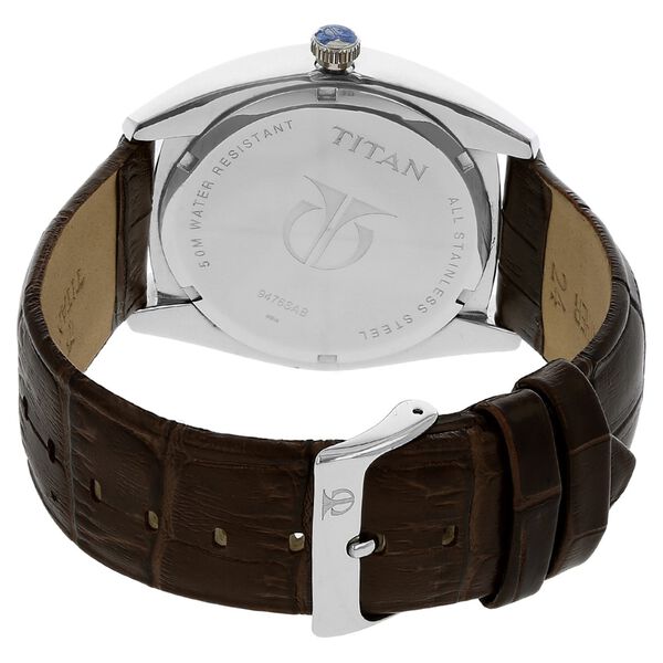 Titan Quartz Analog White Dial Leather Strap Watch for Men - image number 3