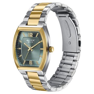 Poze By Sonata Quartz Analog Green Dial Two Toned Metal Strap Watch For Men