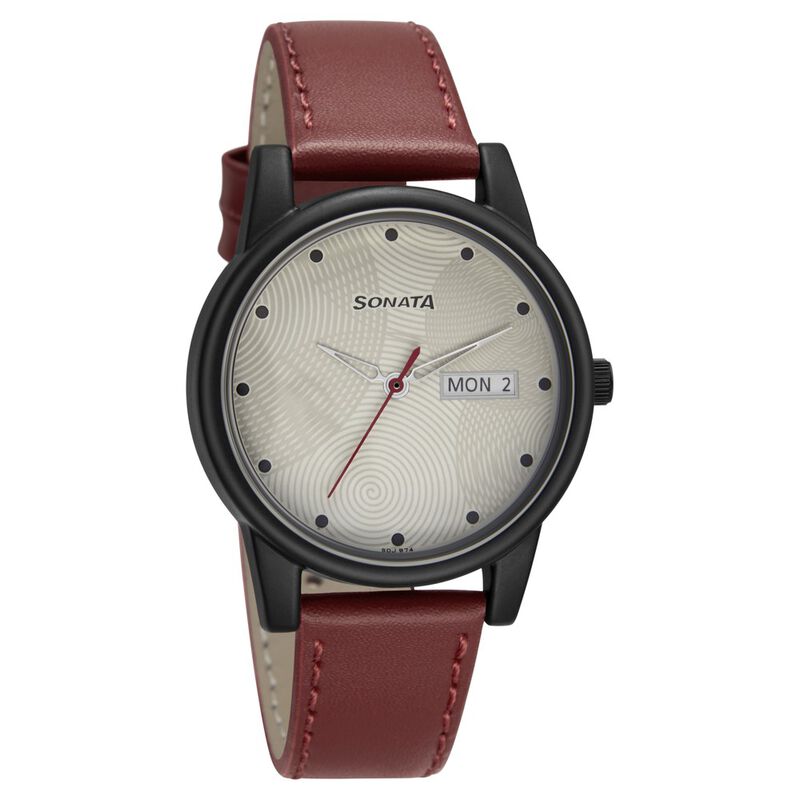 Sonata Lite White Dial Women Watch With Leather Strap
